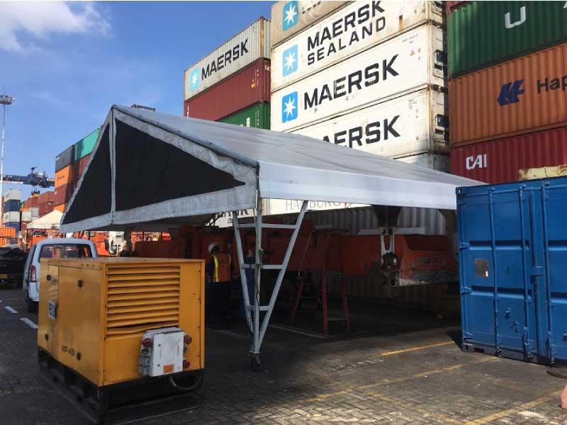 Carpa cortina frontal corrediza 15x6 m